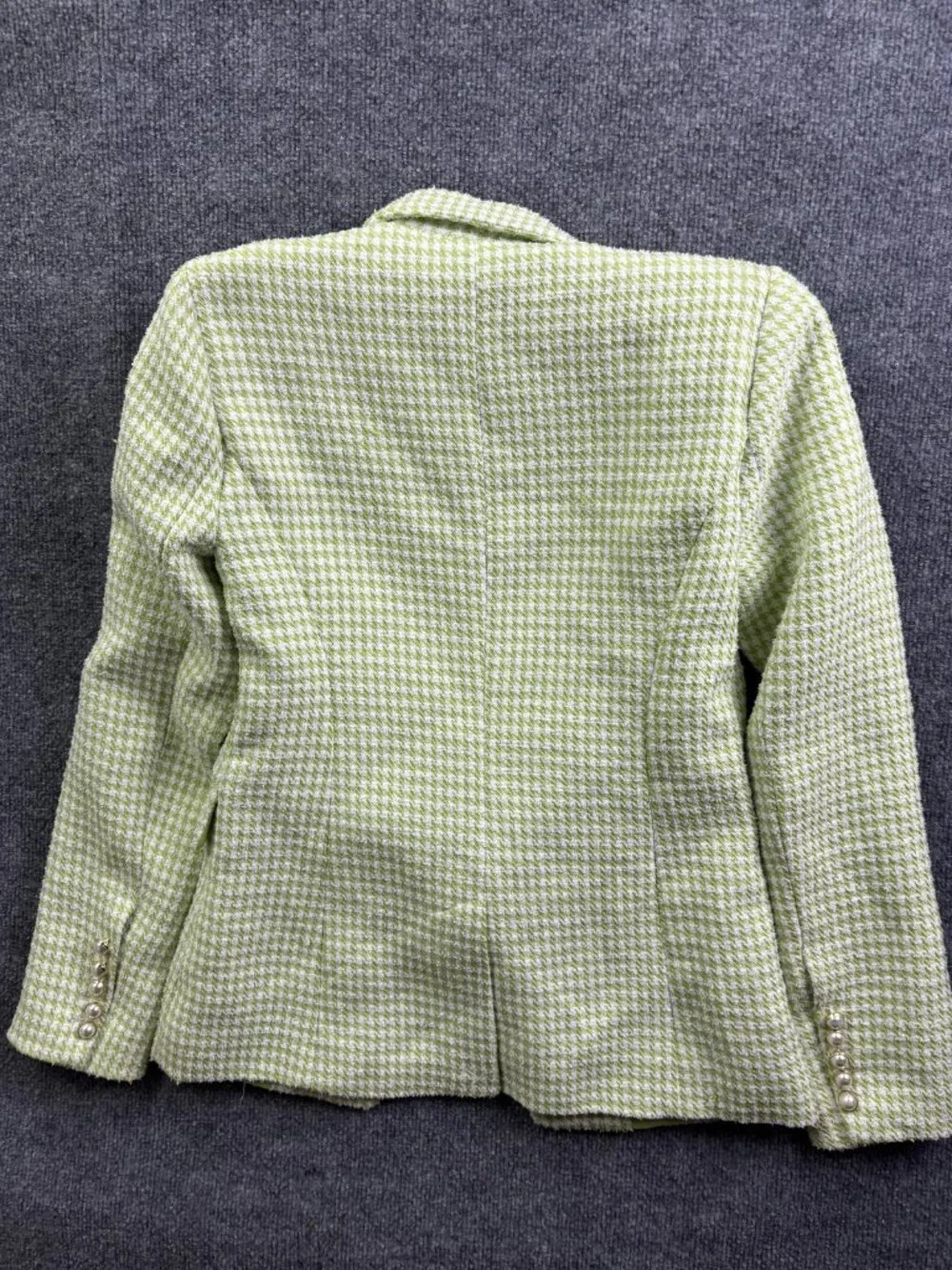 House Of Harlow 1960 Blazer Womens Small‎ Green Tweed Double Breasted Check